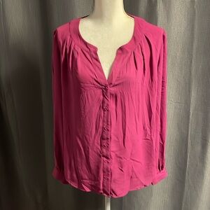 Ro & De pleated long sleeve blouse